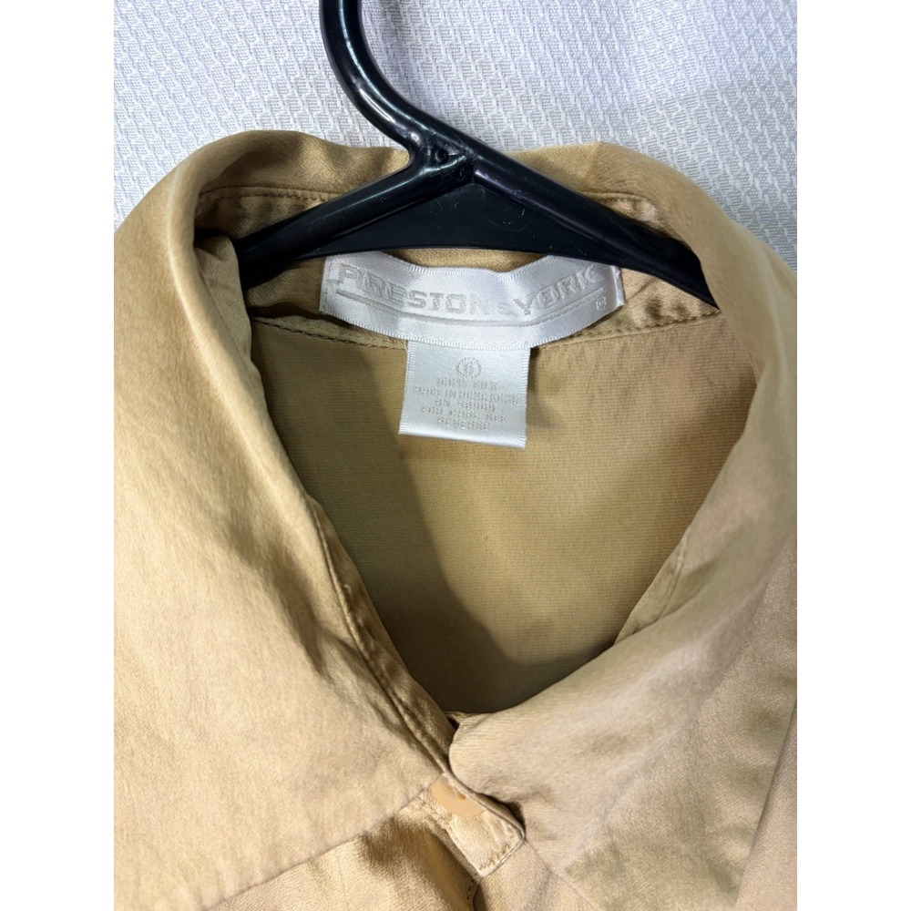 Preston and York Womens Gold 100% Silk Button Up Blouse Long Sleeve Size 6